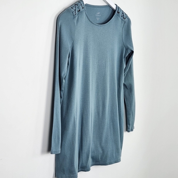 J. Jill 100% Pima Cotton Lace-Up Shoulder Tunic Top Petite Size XS - Picture 2 of 8